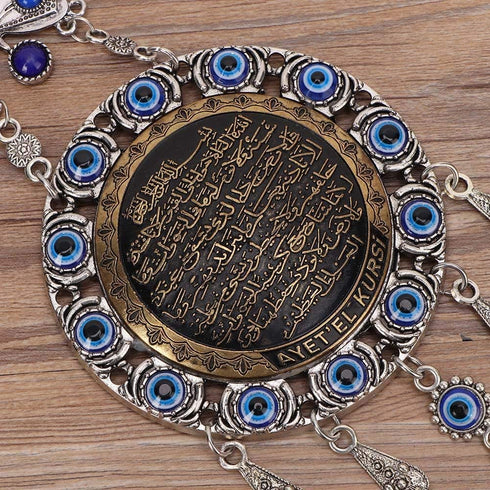 Turkish Blue Evil Eye Beads withOrnament Amulet Delicate Blue Glass Pendant Home Lucky Protection Wall Hanging Decor