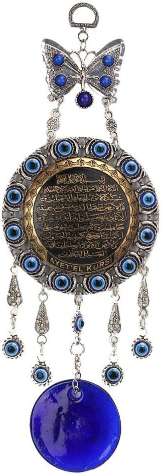 Turkish Blue Evil Eye Beads withOrnament Amulet Delicate Blue Glass Pendant Home Lucky Protection Wall Hanging Decor