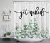 HVEST Get Naked Shower Curtain for Bathroom, Green Eucalyptus Leaf and Funny Text on Rustic Planks Shower Curtain with Hooks Set Polyester Waterproof Fabric Bath Decor Accessories,72x72 Inches