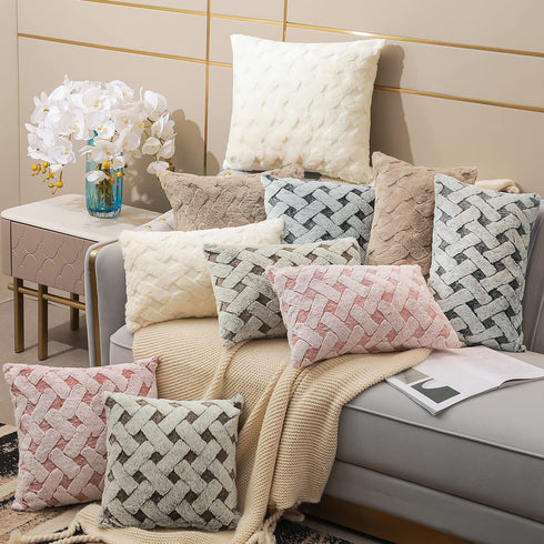 Skrwadi Pack of 2 Throw Pillow Covers,Faux Fur Throw Pillowcovers Cushion Covers Luxury Soft Decorative Pillowcase Fuzzy Pillow Covers for Bed/Couch,20x20 Inch Dark Grey