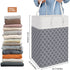 HomeHacks Laundry Baskets, 2-Pack Laundry Hamper with Long Handles, Collapsible Waterproof Clothes Hamper, Durable Tall Laundry Bin, Clothes Hamper for Bedroom, Bathroom, College Dorm, Dirty Clothes, Toys, 75L Grey