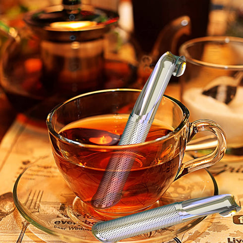 Juome Tea Infuser, 2 Pcs Stainless Steel Tea Diffuser Tea Strainers for Loose Tea, Tea Steeper for Rose, Spices, Coffee, Long-Handle Tea Filter