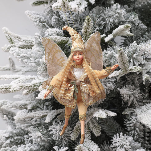 Fairy Christmas Tree Decorations Red Elf Ornament Golden Elves Home Decor Handmade Doll Angel Wings Girl Gifts PICUKI Holiday Collectible Figurines Kawaii Room Decor