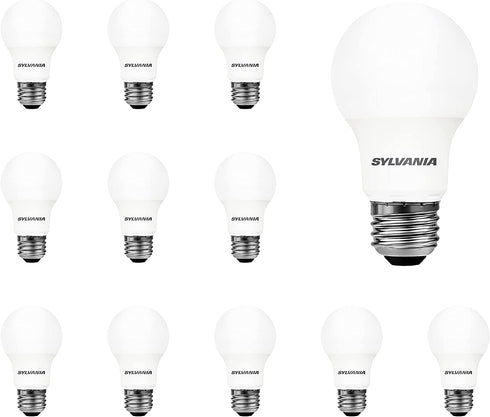 SYLVANIA LED A19 Light Bulb, 60W Equivalent, Efficient 8.5W, 800 Lumens, Frosted, 5000K, Daylight - 12 Pack (74470)