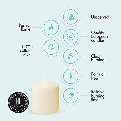 Bolsius White Pillar Candles 3x3" Unscented Candle Set of 6 Dripless, Smokeless, and Clean Burning Household Dinner Candles Perfect for Weddings, Parties, Dinners Decorative Candles