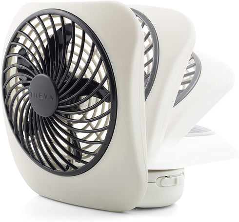 Treva 5-Inch Portable Desktop Battery Powered Fan, 2 Cooling Speeds with Compact Folding & Tilt Design- 2 Pack (Grey)