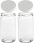 Glass Storage Jars with Lids - Extra Wide Mouth Storage Jar 32 oz - 2 (BPA Free) Plastic Storage Lids - Made in the USA by Jarming Collections
