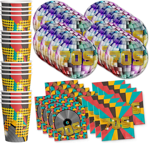 70's Birthday Party Supplies Set Plates Napkins Cups Tableware Kit for 16