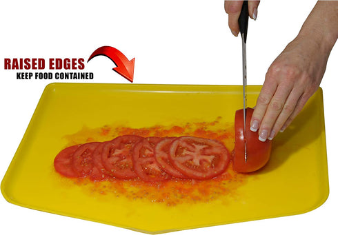 Chop Keeper Chopping Tray with Raised Sides and Easy-Guide Funnel, Red, Green and Yellow, 3-Pack - Argee RG909/3