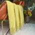 LOMAO Knitted Throw Blanket with Tassels Bubble Soft Lightweight Blanket Textured Lightweight Throws for Couch Cover Home Decor (Lemon Yellow, 50x60)