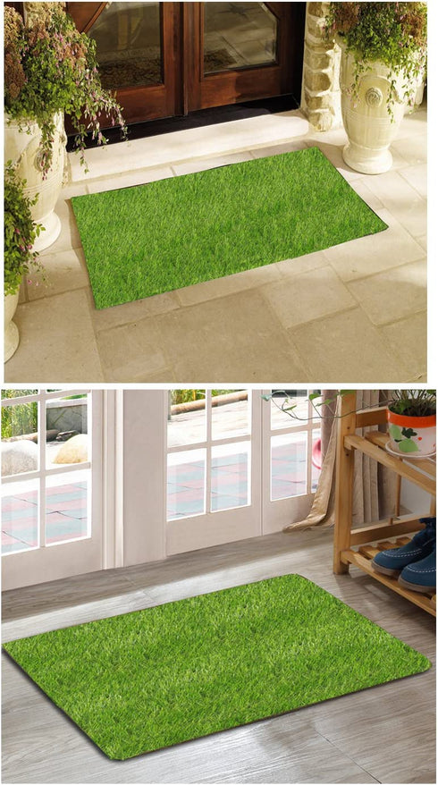 QYH Artificial Grass Doormat Indoor Outdoor Green Lawn Rug Pet Turf for Dogs Pee Pad Synthetic Grass Door Mat Fake Grass for Entrance Way (16" x 24")