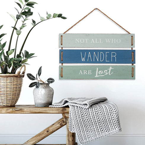 Not All Who Wander Are Lost Quote Wall Decor, Decorative Wood Plank Hanging Sign 17 x 9.75 by Barnyard Designs