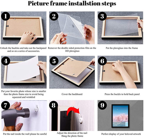 10x14 inch Wood Picture Frames for Wall Hanging,Diamond Painting Frames Rectangle Baby Scan Picture Frame for Family Walls Decoration,Anniversary,Wedding,Christmas,Halloween,Shower,Certificate (Black)