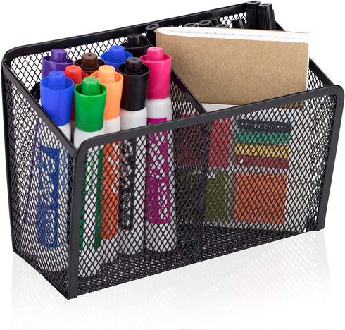 Workablez Magnetic Pencil Holder - 2 Generous Compartments Magnetic Storage Basket Organizer - Extra Strong Magnets - Perfect Mesh Pen Holder to Hold Whiteboard, Locker Accessories€¦