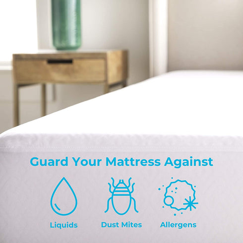 Linenspa Premium Smooth Waterproof Mattress Protector-Vinyl Free Waterproof Mattress Cover, King, White