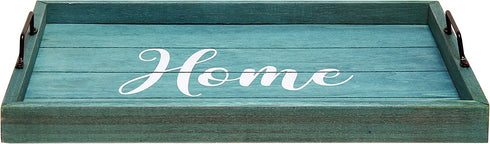 Elegant Designs, Blue Wash Home Decorative Wood Serving Tray w/Handles, 15.50" x 12"