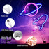 2 Pcs Neon Signs,Led Neon Sign Rocket Planet Decorative Battery or USB Operated Neon Lights Light Up for Bedroom/Kids Room/Home