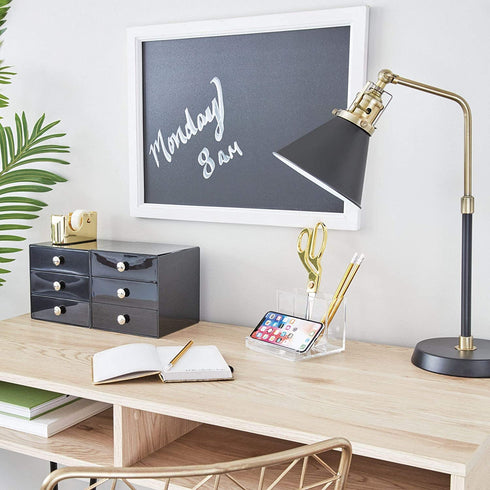 iDesign 35360 3-Drawer Plastic Vanity Organizer, Compact Storage Organization Set for Cosmetics, Dental Supplies, Hair Care, Bathroom, Dorm, Desk, Countertop, Office, 6.5" x 6.5" x 6.5", Black