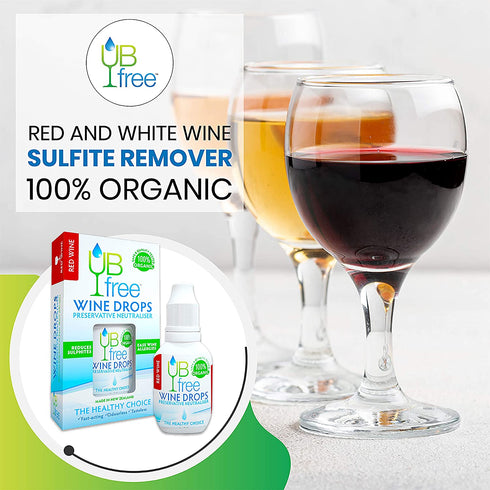 UB Free Wine Drops - 1 Pack - A Natural and Organic Wine Sulfite Remover for Red and White Wine - Reduces Sulfite Related Wine Allergies and Helps To Eliminate Wine Headaches - Made in New Zealand