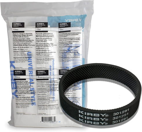 Kirby Universal Bag Kirby #204811 - Universal Hepa White Cloth Bags for All Generation & Sentria Models (6 Bags & 1 belt)