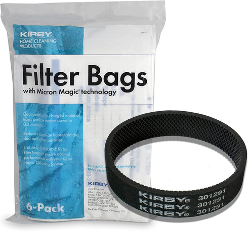 Kirby Universal Bag Kirby #204811 - Universal Hepa White Cloth Bags for All Generation & Sentria Models (6 Bags & 1 belt)