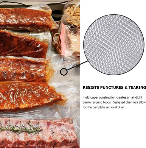 Geniusidea 8''x50' Vacuum Sealer Bags for Food Saver (2 PACK), Commercial Grade Food Saver Vacuum Sealer Bags Rolls for Meal Prep or Sous Vide, BPA Free, Microwave & Freezer Safe, Heavy-Duty, 100ft Total