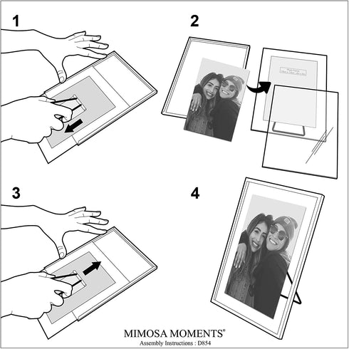 MIMOSA MOMENTS Gold Metal Floating Pressed Glass Picture Frame with Metal Easel, Photo Display for Desk (Gold, 4x6)