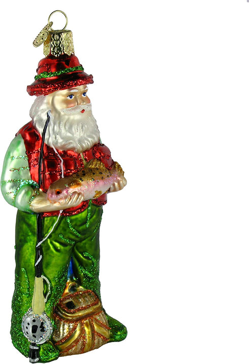 Old World Christmas Ornaments: Fisherman Collection Glass Blown Ornaments for Christmas Tree, Fly Fishing