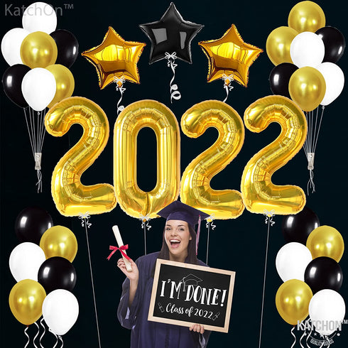 Black and Gold Graduation Decorations 2022 - Gold 2022 Balloons, 40 Inch | Graduation Balloons for Class of 2022 Decorations | Graduation Party Decorations 2022 | Class of 2022 Balloons for Grad Party