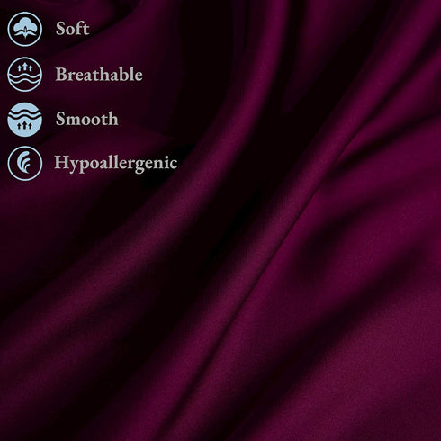 BEIJOEY 100% Mulberry Silk Pillowcase for Hair and Skin,with Hidden Zipper,Both Sides 19 Momme 600 Thread Count Natural Silk Pillow Cover,Soft Breathable Smooth,1pc (Burgundy, King 20''x36'')