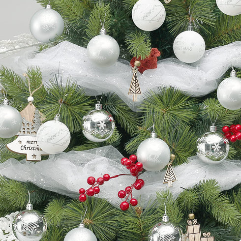 Super Holiday 20PCS Christmas Ball Ornaments Set, Shatterproof Handpainted Decoration for Xmas Tree, Home Decor for Holiday, Party, Birthday, Wedding, Anniversary, Christmas- 80mm/3.14", Sliver/White.