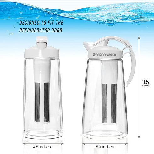 White Fruit & Tea Infusion Water Pitcher - Free Ice Ball Maker - Free Infused Water Recipe eBook - Includes Shatterproof Jug, Fruit Infuser and Tea Infuser Great for weight loss - The PERFECT Set