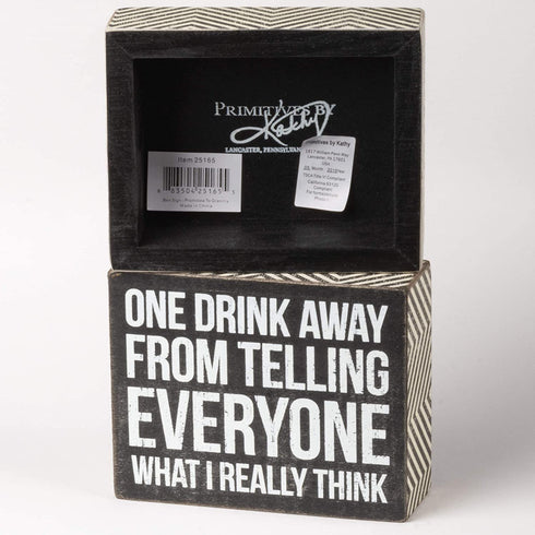 Primitives by Kathy Chevron Trimmed Box Sign, One Drink Away