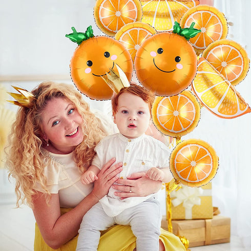 10 Pieces Orange Citrus Foil Balloon Cartoon Fruit Aluminum Foil Balloons Jumbo Birthday Tangerine Balloons for Little Cutie Baby Shower Summer Citrus Themed Boy Girl Birthday Party Decor Supplies