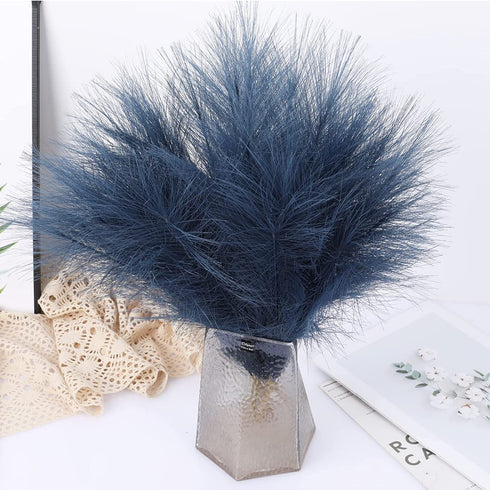 lulute Pampas Grass Decor,Faux Pampas Grass Small 6 Stems,Artificial Pampas Grass 17.7 inch 45cm,Fake Dried Pampas Grass,Pompas Floral for Boho Decor,Pompous Grass( Blue)