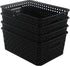 Morcte Black Plastic Storage Basket Bins Organizer, 4-Pack
