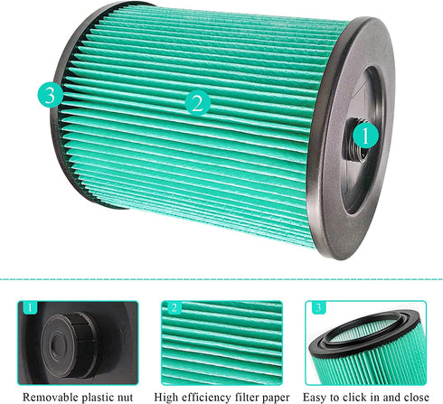 17912 Hepa Filter Replacement fit for Craftsman 9-17912 Wet/Dry Vacuum Filter with High Efficiency Particle Air