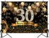 Sensfun Happy 30th Birthday Party Backdrop for Women Black Gold Balloons Sparkle Bokeh Dots Photography Background Fabulous Thirty Birthday Banner Cake Table Decoration Supplies Photo Backdrops 7x5ft