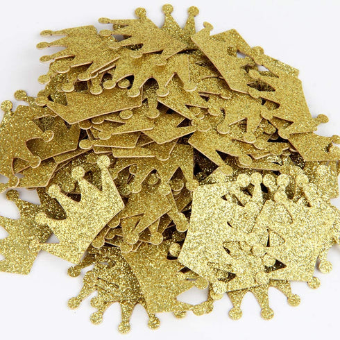 Gold Glitter Double Sided Crown Paper Confetti for Table Wedding Birthday Party Decoration,1.2 inch in Diameter(100pcs)