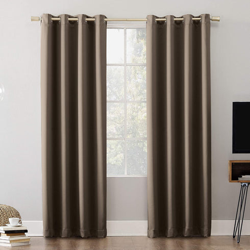 Sun Zero Nordic Theater Grade Extreme 100% Blackout Grommet Curtain Single Panel, 52" x 63", Taupe