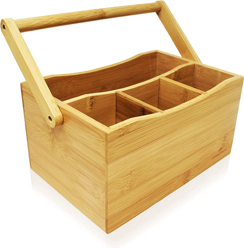 ROYALHOUSE Bamboo Utensil Holder And Organizer For Kitchen Countertop