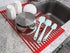 Zulay Kitchen Large 20.5" Roll Up Dish Drying Rack - Heavy Duty Silicone Wrapped Steel Rods Over Sink Dish Drying Rack - Versatile Roll Up Sink Drying Rack & Trivet - Red