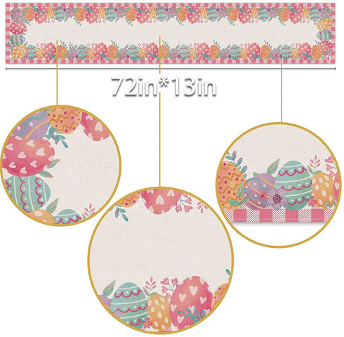 Linen Easter Egg Table Runner Pink and White Buffalo Check Plaid Spring Ressurrection Home Kitchen Dining Room Decoration