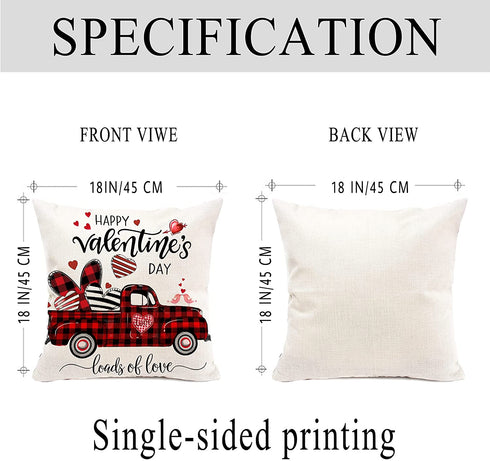 Hexagram Valentines Day Pillow Covers 18x18 Set of 4, Linen Decorative Valentines Day Pillows for Sofa Buffalo Plaid Cusion Case Outdoor Decor