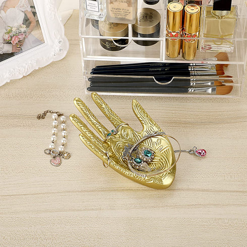 ELLDOO Buddha Hand Jewelry Tray Rings Holder Jewelry Display Hand jewelry Holder Trinket Dish Storage Decoration ,Gold