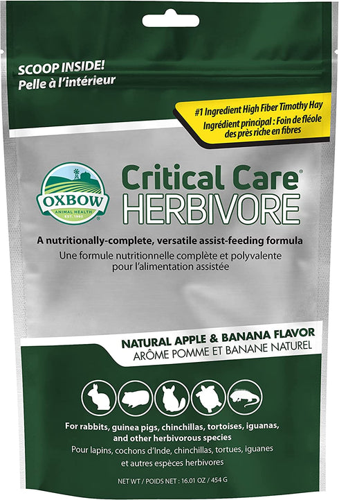 Oxbow Animal Health Critical Care, Herbivore, Apple-Banana Flavor, 454 Gram Bag, 1-lbs (70105)