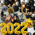 2022 New Years Eve Balloon Garland Arch Kit, 90Pcs Black Gold Silver Balloons Paper Pompoms Hanging Swirls for 2022 New Years Eve Party Supplies Graduation Party Decorations (Silver)