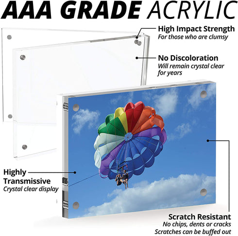DuraClear 4x10 Inches AAA Grade Acrylic Picture Frame, Thick and Heavy Frameless Block Display