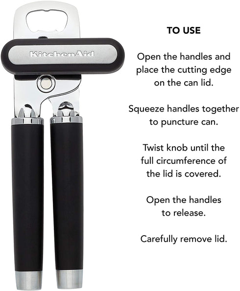 KitchenAid Gourmet Multifunction Can Opener / Bottle Opener, 8.36-Inch, Black