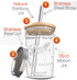 Reusable Boba Bubble Tea & Smoothie Cups - 2 Glass Wide Mouth 16oz Ball Mason Jars with Bamboo Lids - 2 Reusable Silver Stainless Steel Boba Straws Brand Capsule Classic